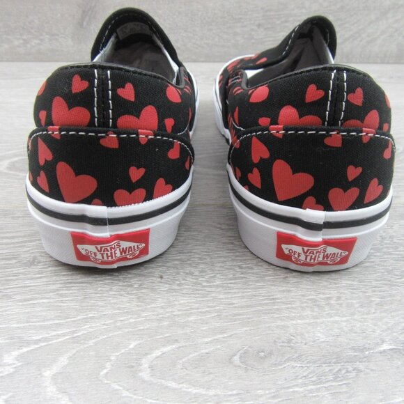 Vans Classic Slip On Hearts Shoes Womens Size 7.5 Black Red NEW - Picture 8 of 13